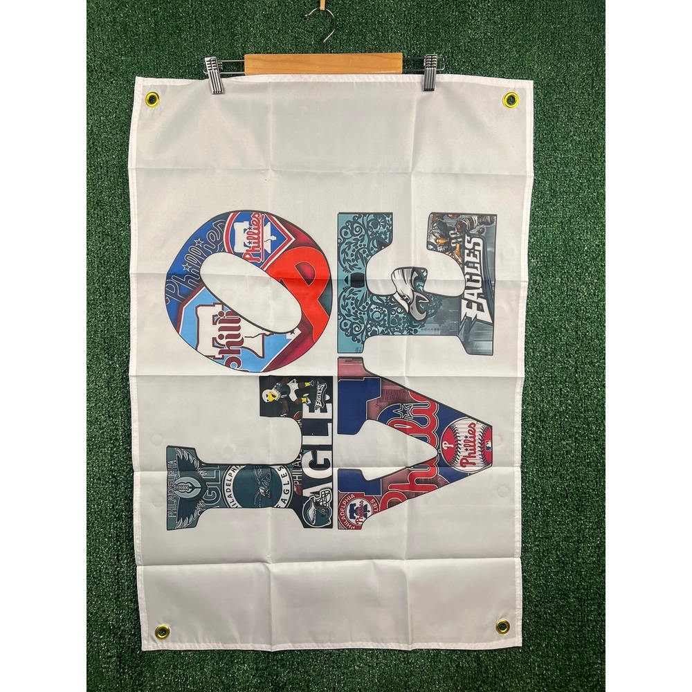 Philadelphia Sports LOVE Flag Banner Eagles Phillies Philly Fan Cave 2x3 Banner